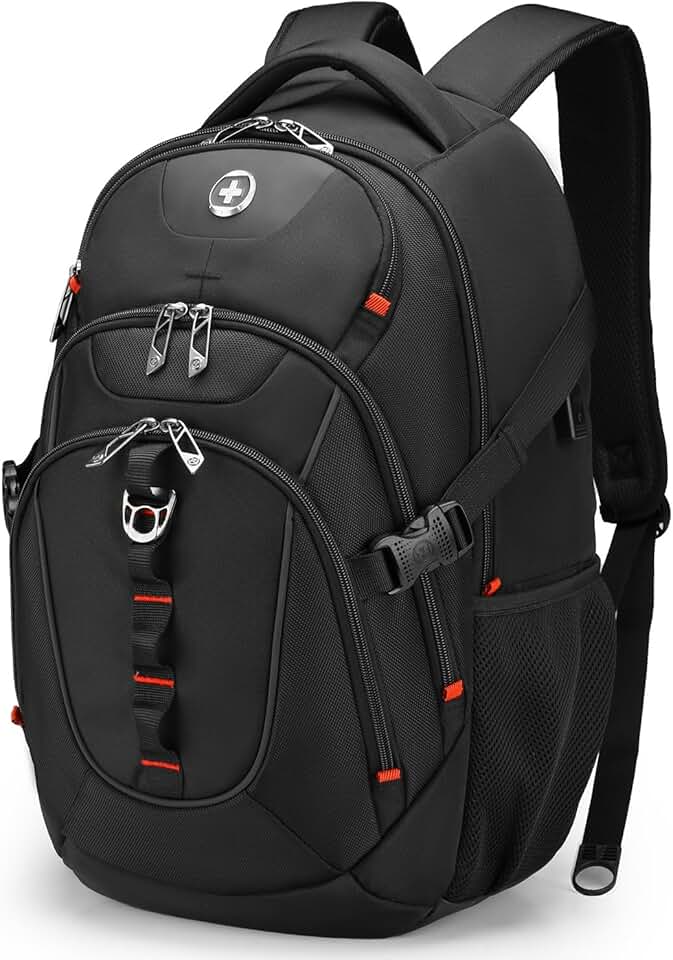 Black 31L Laptop Backpack for Men with USB Port