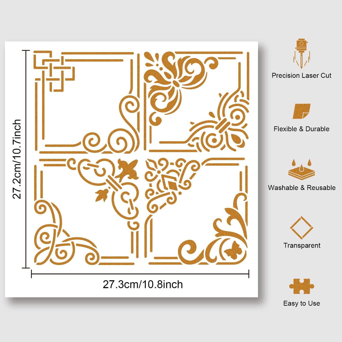 ArtSquare Border Templates 11.8x11.8" Reusable PET Stencils