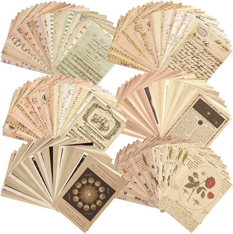 120-piece vintage scrapbook paper set for journaling and crafts
