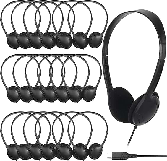 Bulk Pack of 30 USB C Headphones for Kids and Students