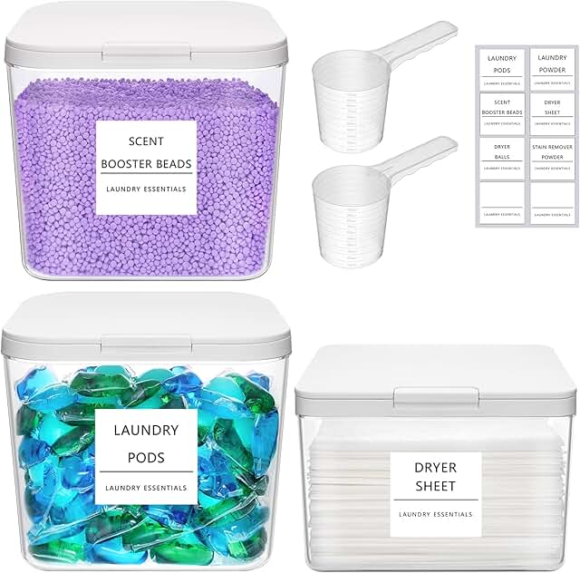 Laundry Pods and Detergent Storage Container with Scoop