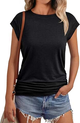 Women's Casual Summer Cap Sleeve Tops for Spring 2025
