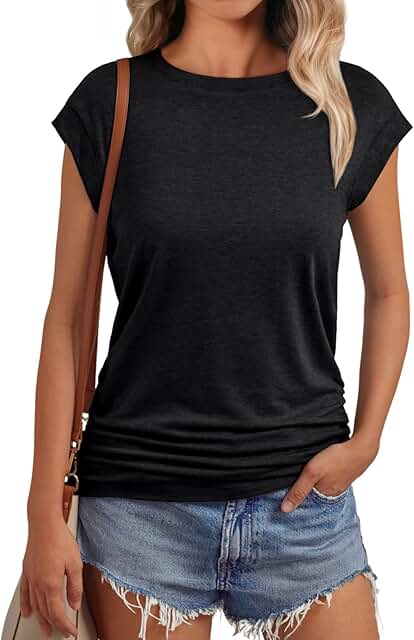 Women's Casual Summer Cap Sleeve Tops for Spring 2025