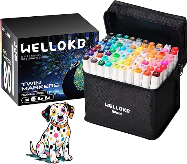 80-color alcohol marker set for art and coloring