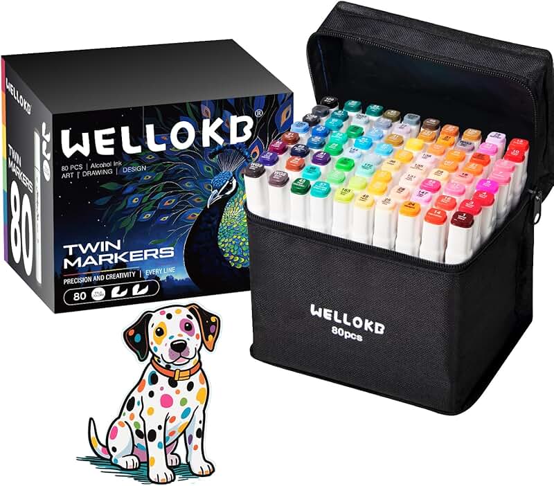 80-color alcohol marker set for art and coloring