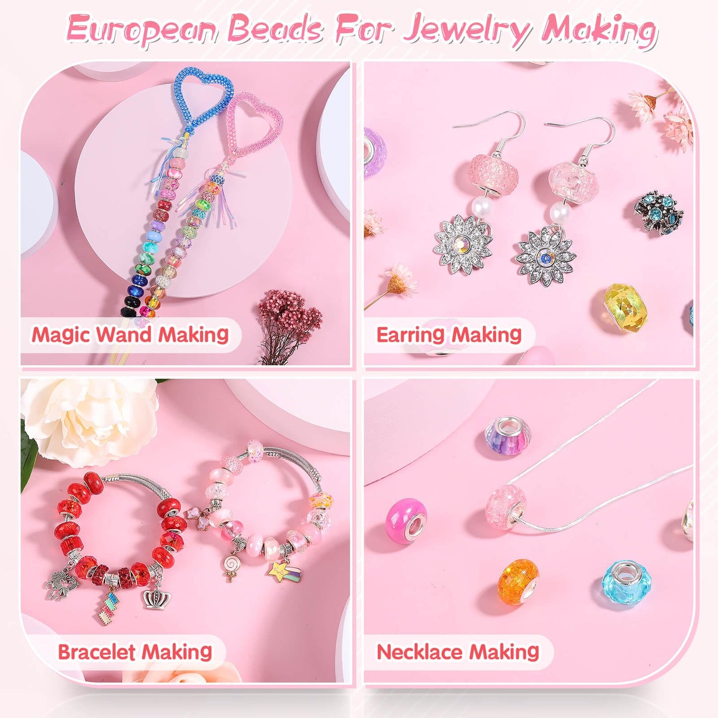 Large Hole Beads for Jewelry Making, 110 Pieces in Vibrant Colors