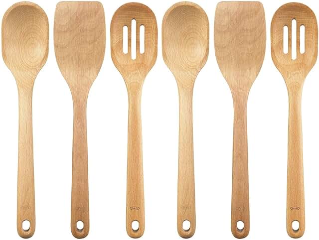 Six-piece wooden cooking utensil set