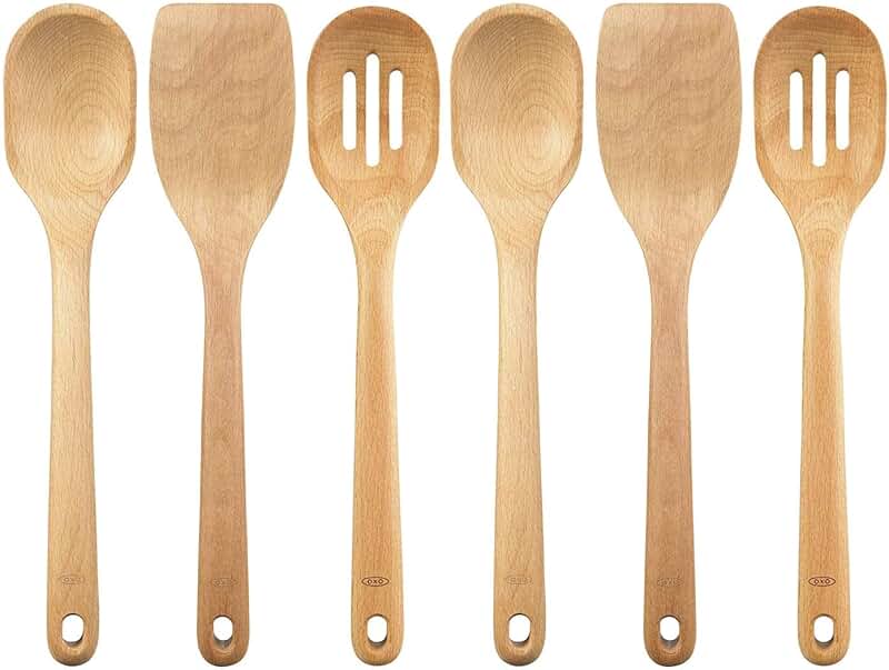Six-piece wooden cooking utensil set