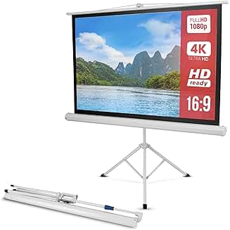 50-Inch Portable Tripod Projector Screen for Indoor and Outdoor Use