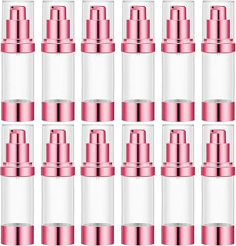 Set of 12 Rose Red Refillable Airless Pump Bottles