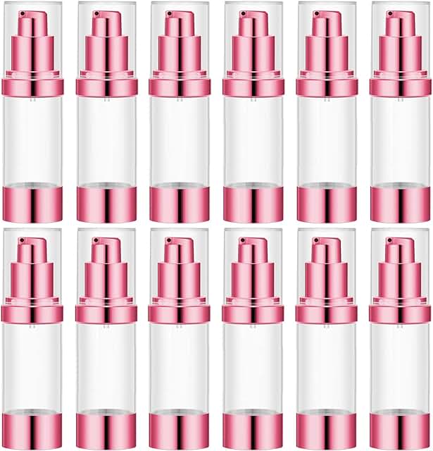 Set of 12 Rose Red Refillable Airless Pump Bottles