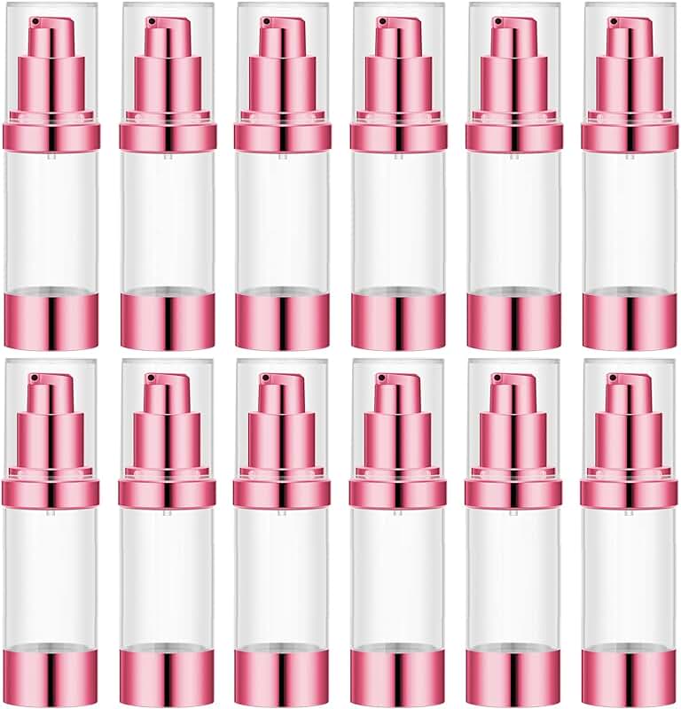 Set of 12 Rose Red Refillable Airless Pump Bottles