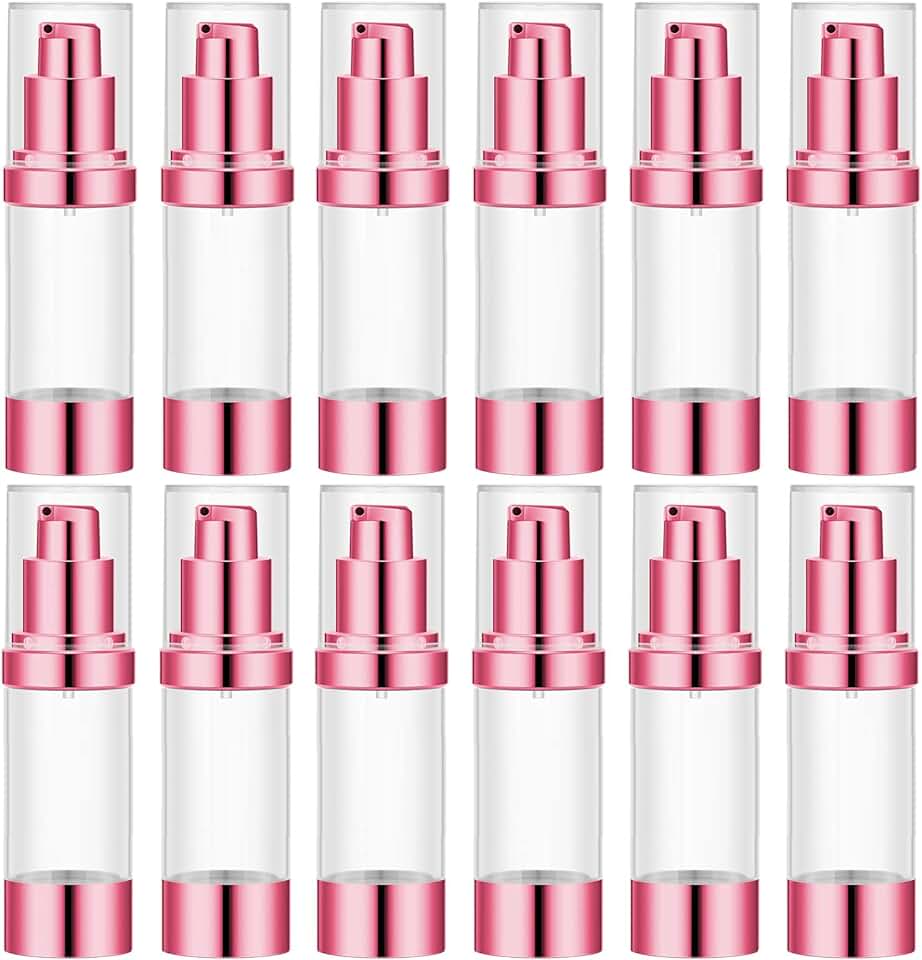 Set of 12 Rose Red Refillable Airless Pump Bottles