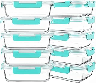 10 Pack 30 oz Glass Food Storage Containers with Lids