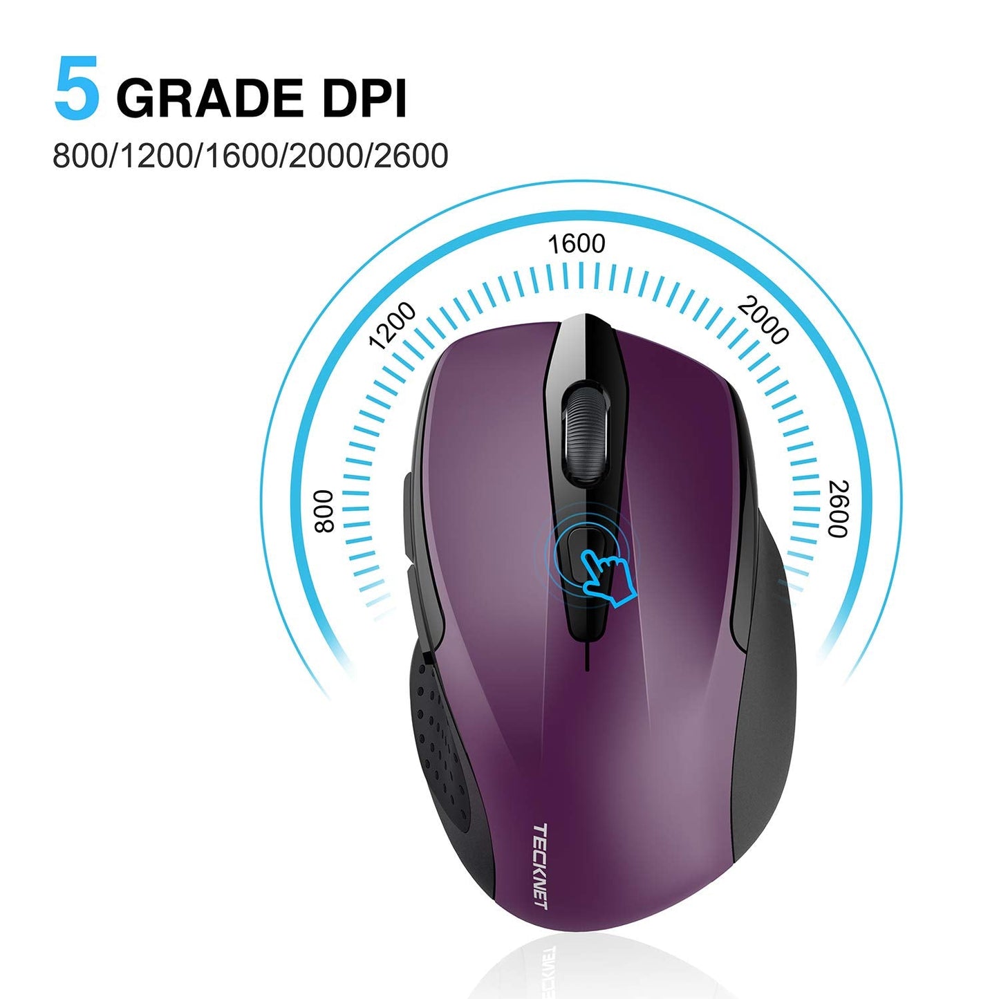 Wireless Mouse, Pro 2.4G Ergonomic Wireless Optical Mouse with USB Nano Receiver for Laptop,PC,Computer,Chromebook,Notebook,6 Buttons,24 Months Battery Life, 2600 DPI, 5 Adjustment Levels