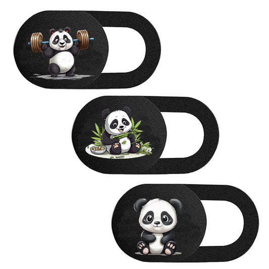 Set of 3 webcam privacy covers with panda designs