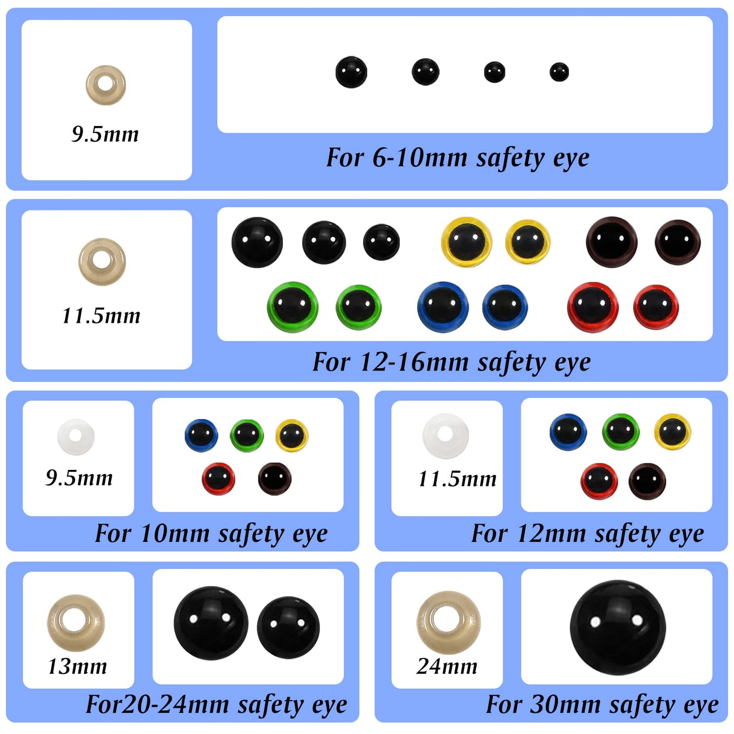 350 Safety Eyes and Noses Set for Crochet Dolls and Stuffed Animals