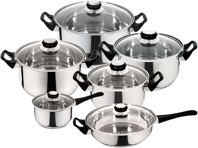 Stainless Steel 12-Piece Cookware Set