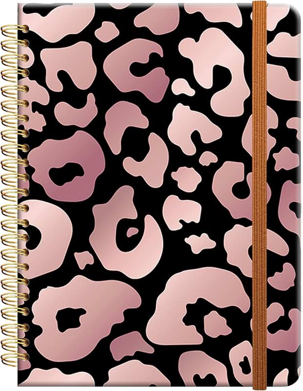 Spiral A5 Hardcover Lined Notebook with Cheetah Design