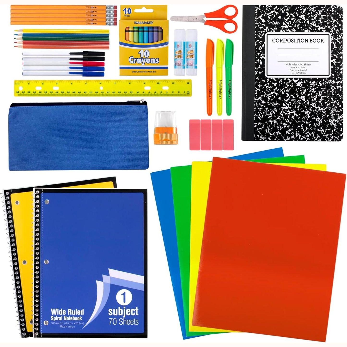Complete 45-Piece School Supply Kit for Grades K-12