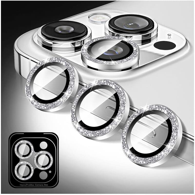 Sparkling 9H Tempered Glass Camera Cover for iPhone 16 Pro