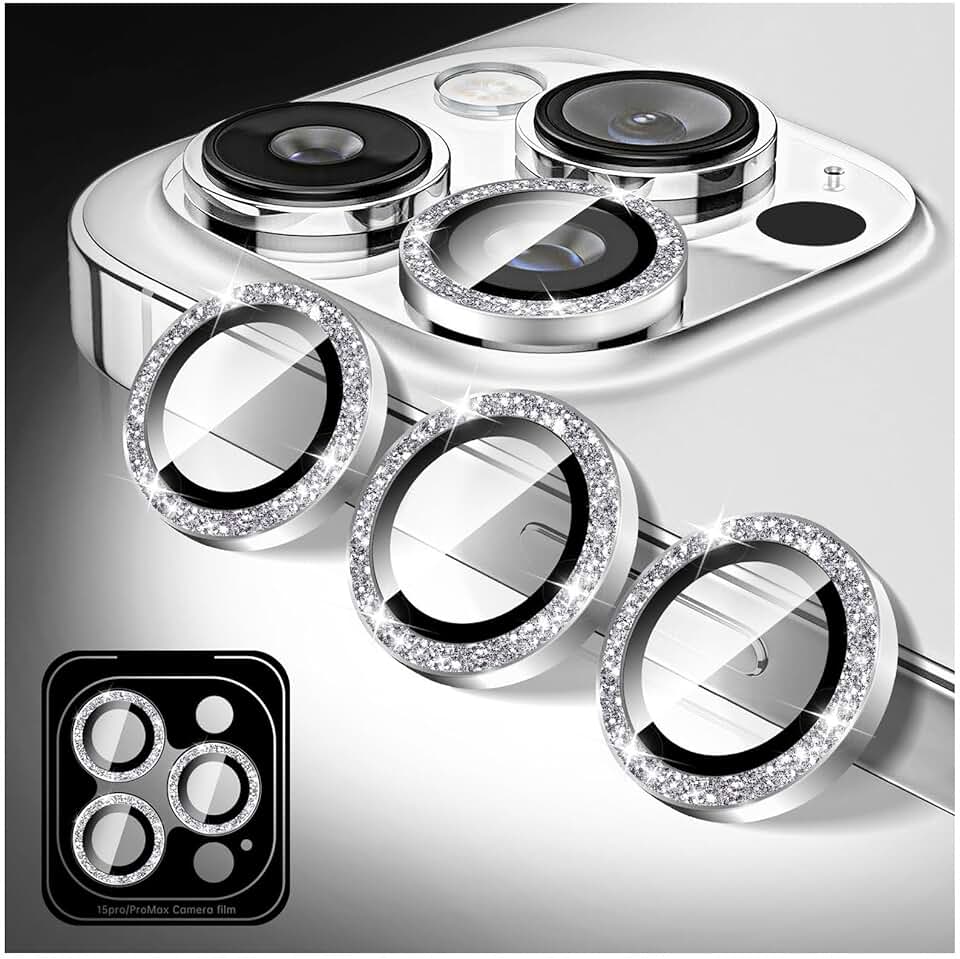 Sparkling 9H Tempered Glass Camera Cover for iPhone 16 Pro