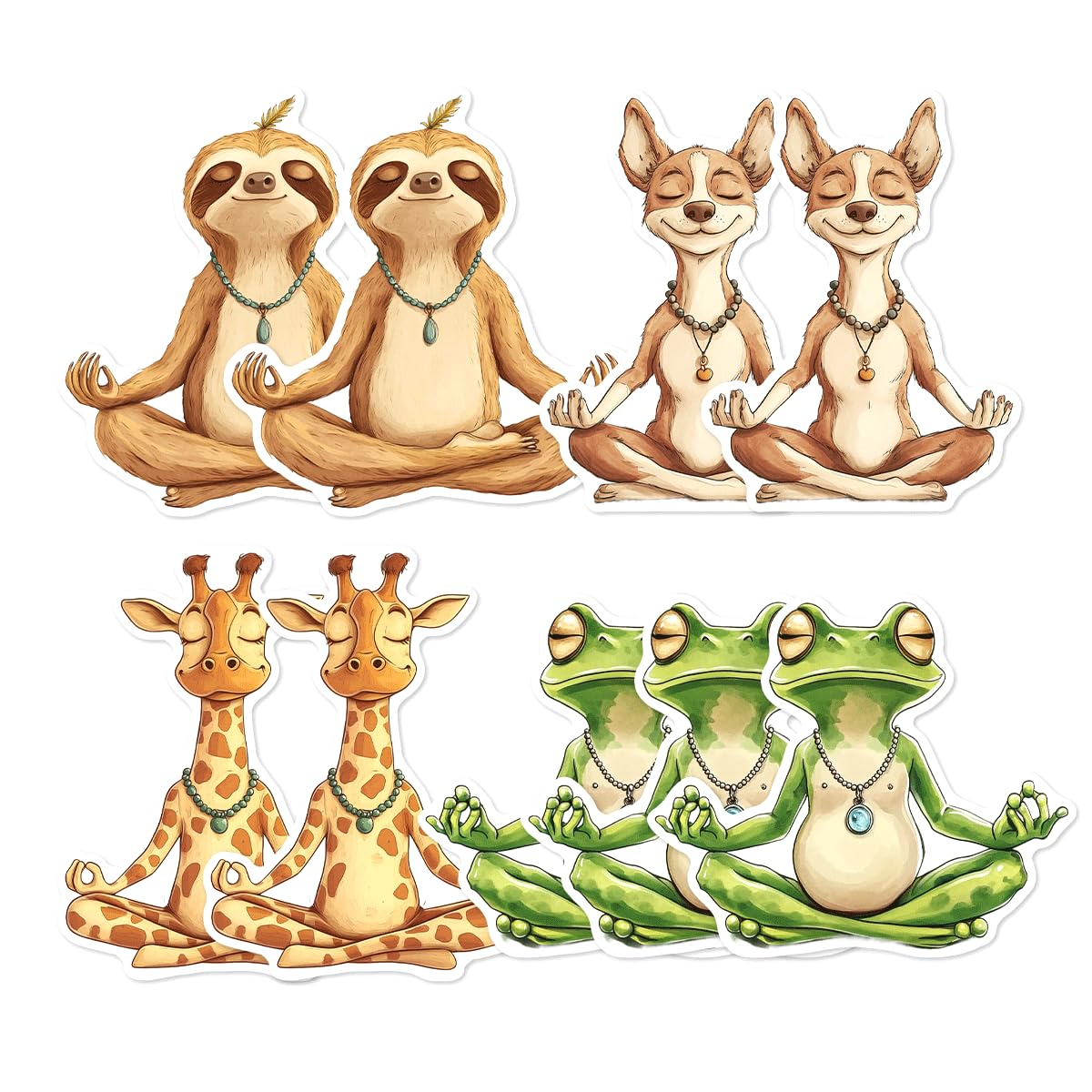 Set of 9 Funny Meditation Stickers for Vehicles and Laptops