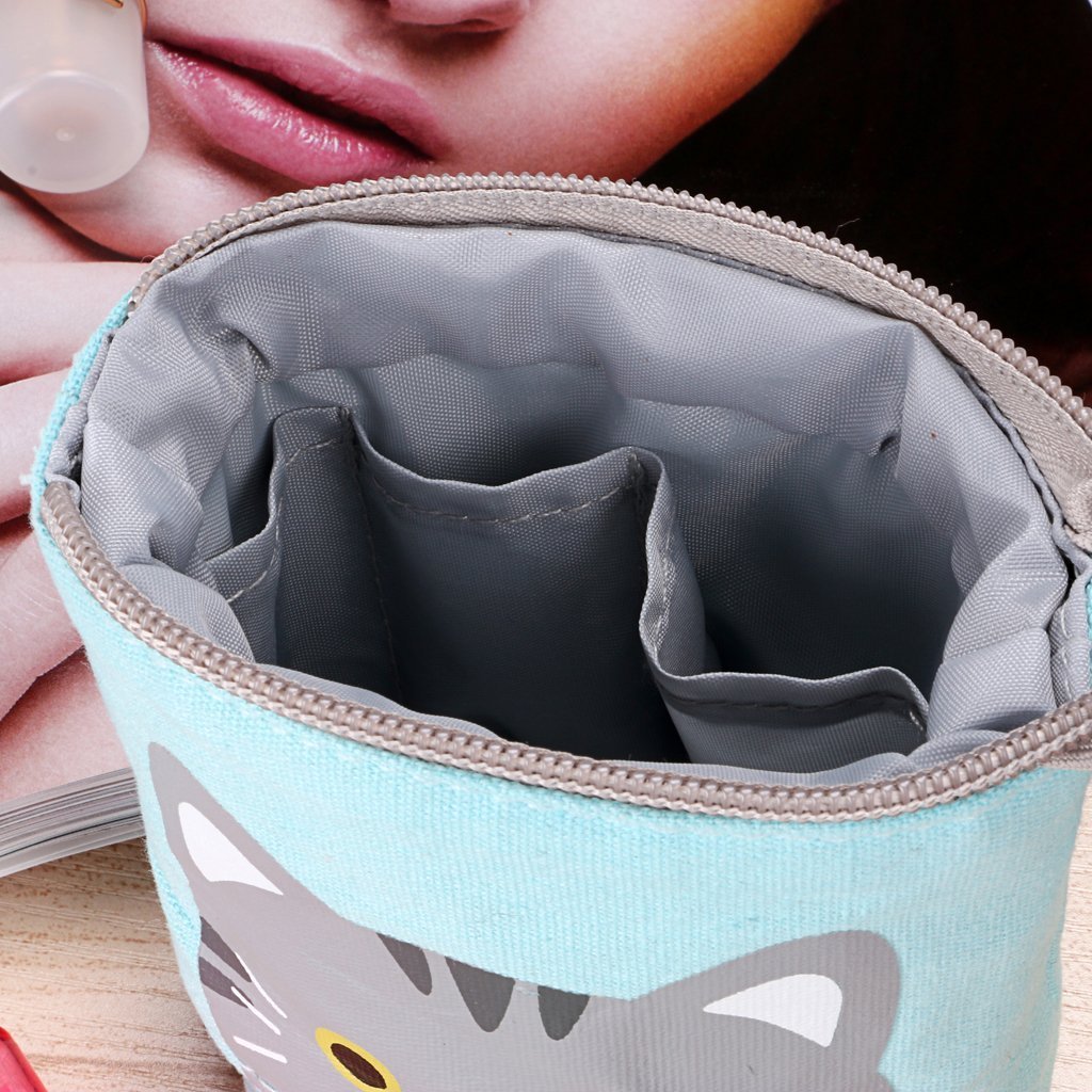 Blue telescopic pencil pouch with zipper closure
