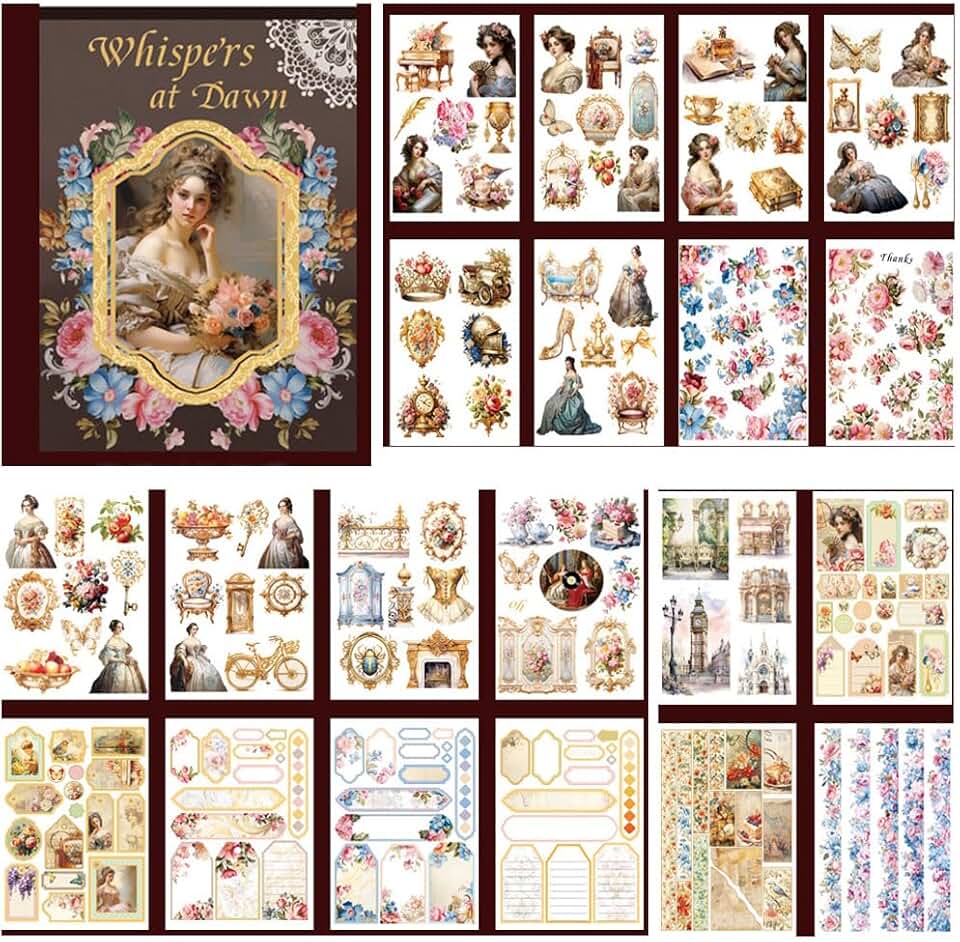 Vintage Europe and US Flower Stickers for Scrapbooking