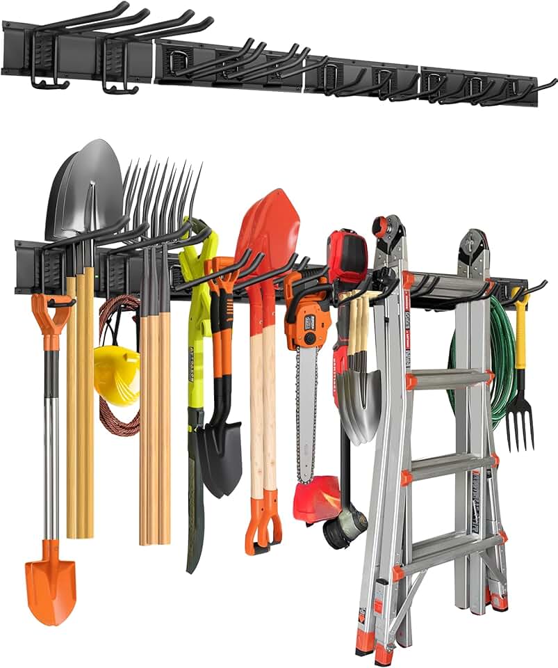Garage Wall Tool Organizer with 10 Hooks