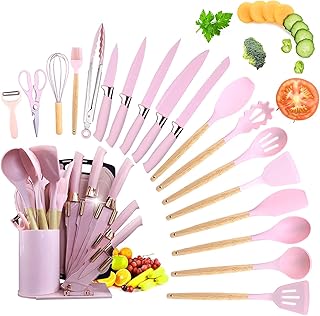 20-Piece Stainless Steel Kitchen Utensil Set with Wooden Handles