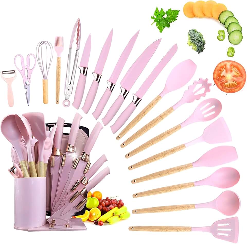 20-Piece Stainless Steel Kitchen Utensil Set with Wooden Handles