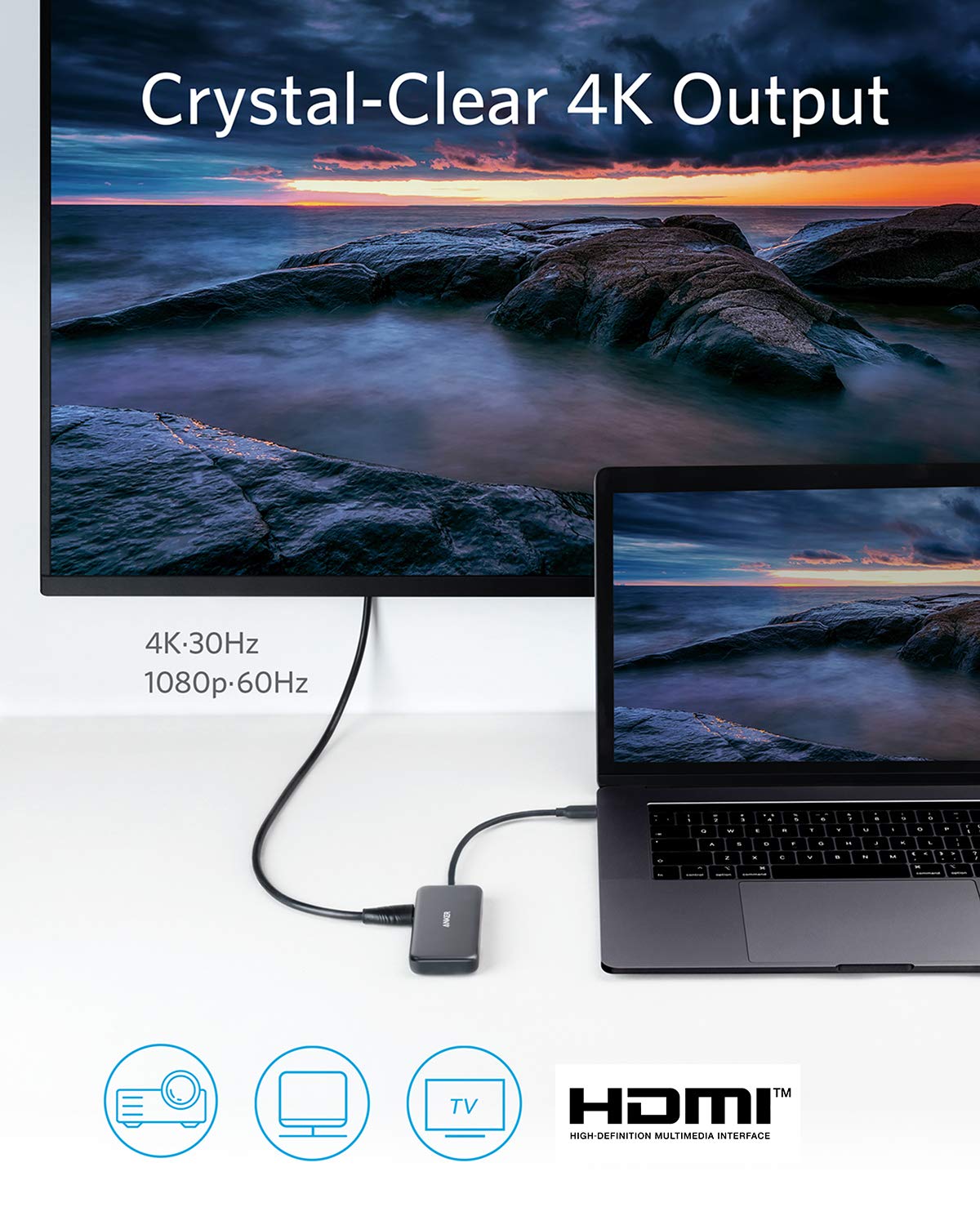 USB C Hub, 5-in-1 USB C Adapter, with 4K USB C to HDMI, SD and microSD Card Reader, 2 USB 3.0 Ports, for MacBook Pro 2020/2019/2018, iPad Pro 2020/2019, Pixelbook, XPS, and More