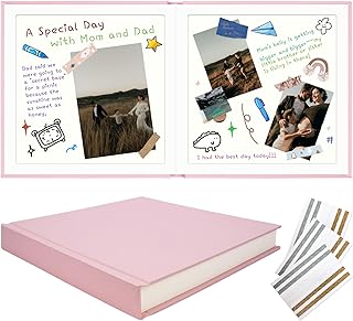 Pink 12x12 Scrapbook Album with Linen Cover and 20 Sheets