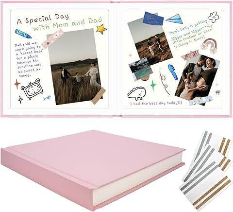 Pink 12x12 Scrapbook Album with Linen Cover and 20 Sheets