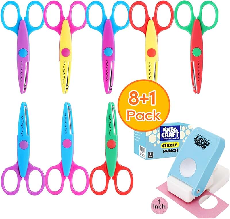 Craft Scissors and Paper Punch for Crafts and Scrapbooking
