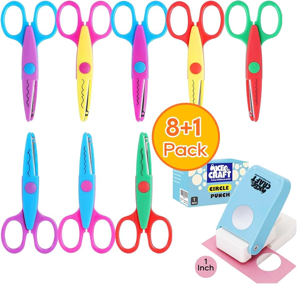Craft Scissors and Paper Punch for Crafts and Scrapbooking