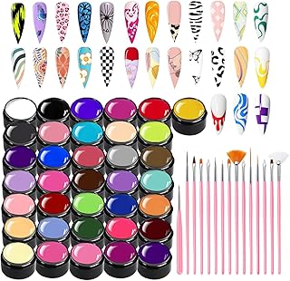 36-Color Nail Art Gel Kit for Home and Salon Use