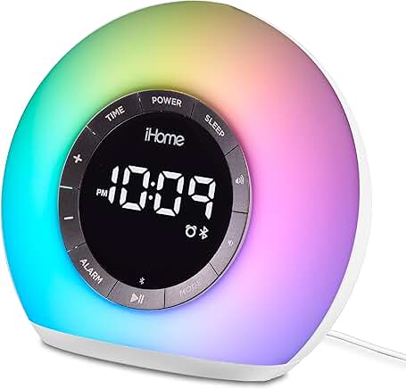 Sunrise Alarm Clock with Bluetooth, Color Lamp, USB