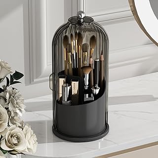Rotating Waterproof Makeup Brush Holder with Lid