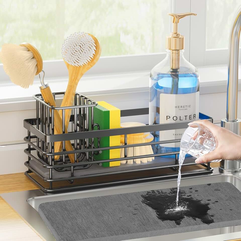 Sponge Holder for Kitchen Organizer with Drying Stone