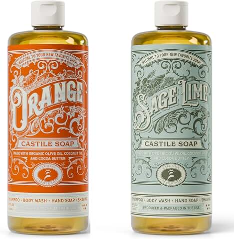 Orange and Sage Lime Liquid Castile Soap, 32 oz