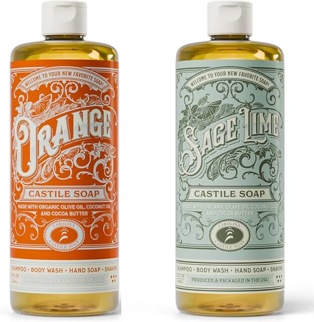 Orange and Sage Lime Liquid Castile Soap, 32 oz