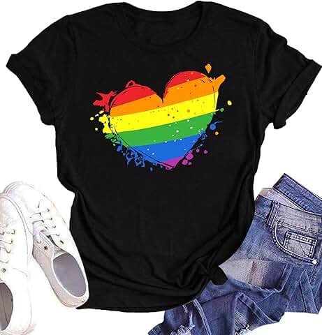 Women’s Rainbow Heart Graphic Pride T-Shirt
