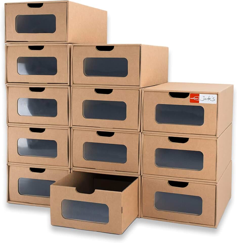 12 Large Waterproof Cardboard Shoe Storage Boxes