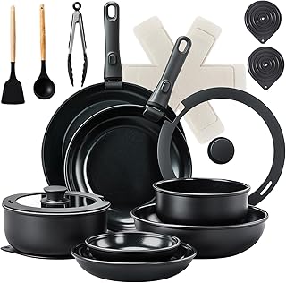 23-Piece Non-Stick Cookware Set with Removable Handles