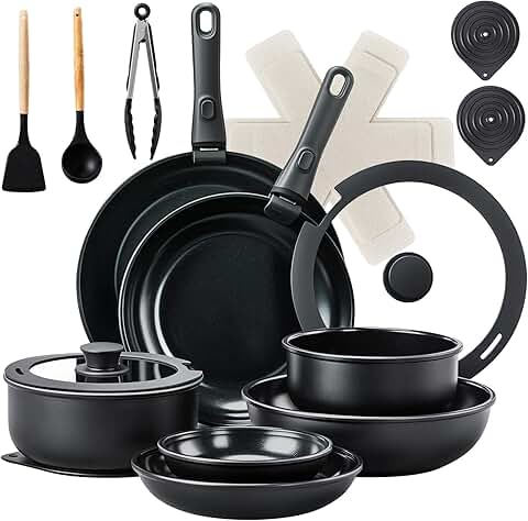 23-Piece Non-Stick Cookware Set with Removable Handles