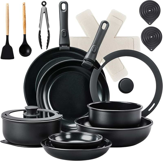 Set of 12 colorful kitchen spoons for cooking and camping
