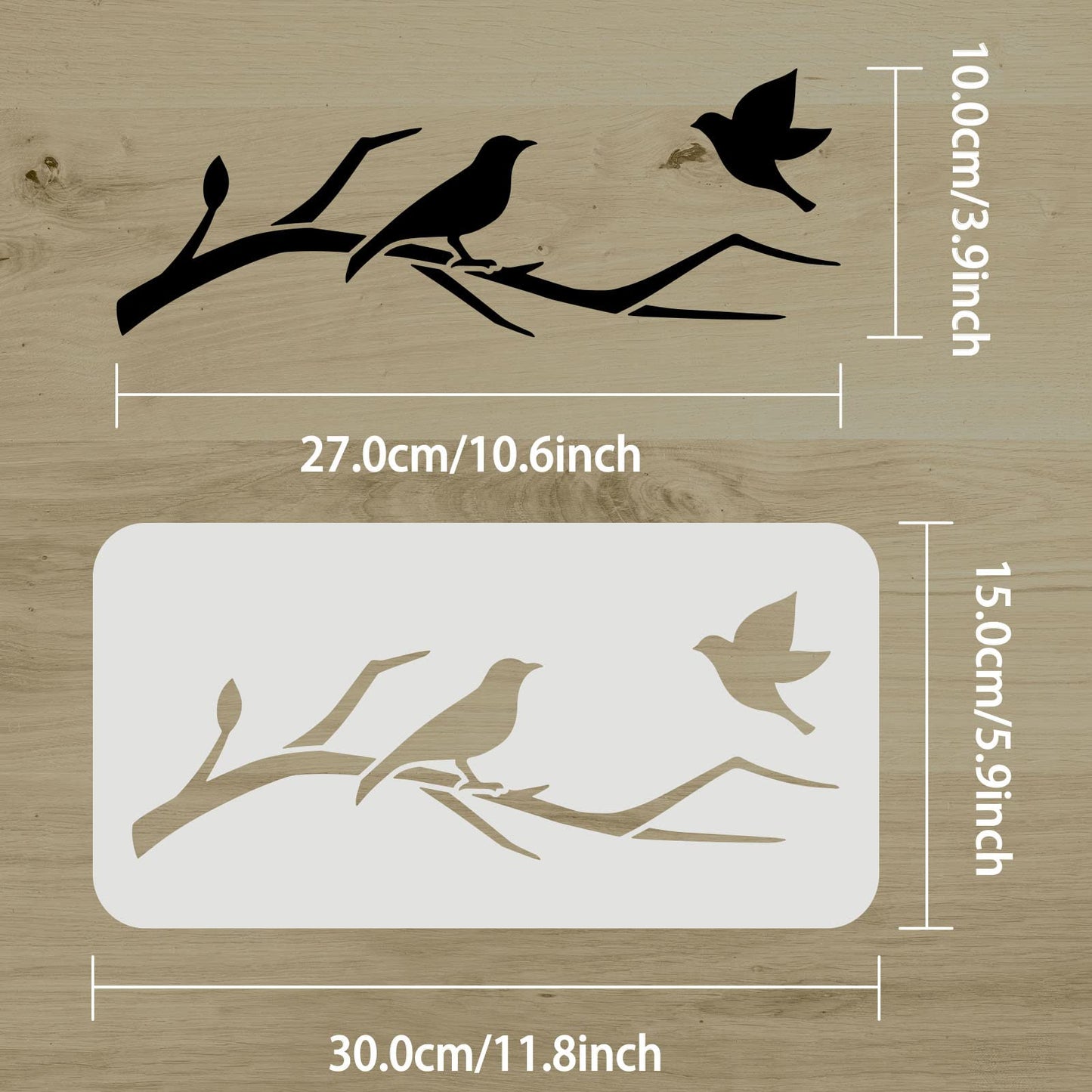 Birds Tree Branches Reusable Plastic Stencil 11.8x5.9 inch