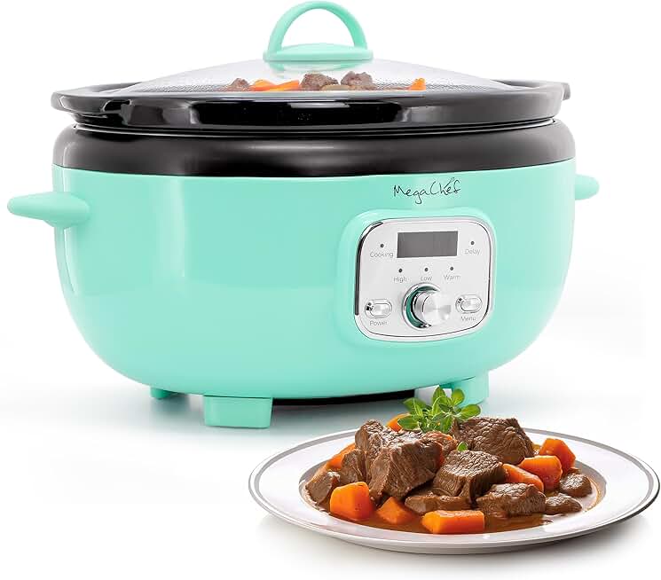 6.9 Quart Oval Electric Slow Cooker with Removable Ceramic Pot